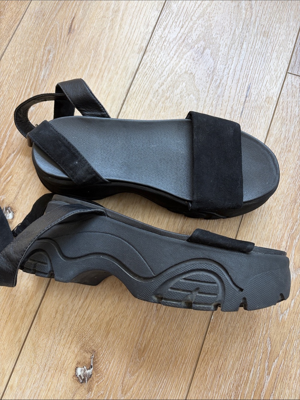 Black Chunky Platform Strappy Sandals Size 6 (EU 36) Gothic Witchy